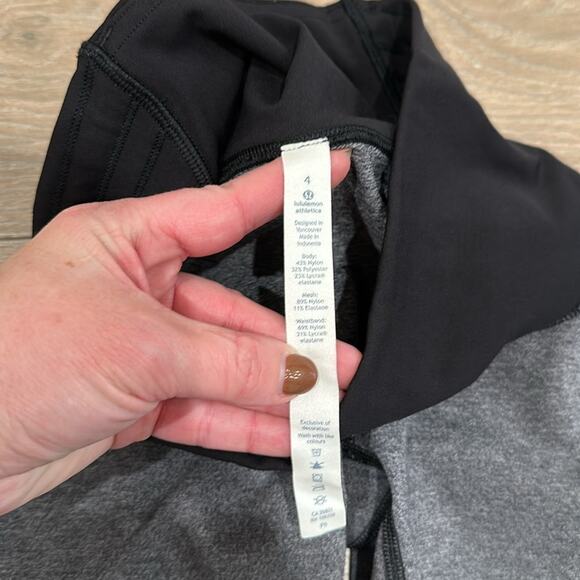 LULULEMON Heathered Black Train Times‎ Crop Active Running Workout Capris Size 4 - Picture 8 of 13